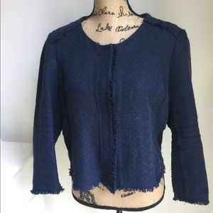 Lucky Brand  navy cropped woven jacket